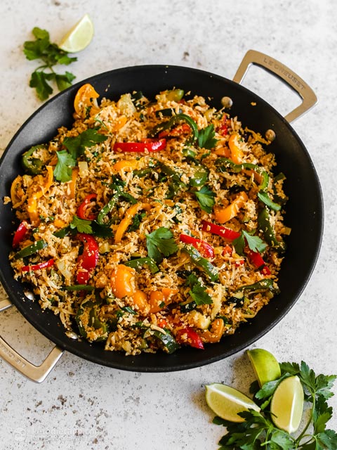 One Pot Fiesta Cauliflower Rice (keto, paleo, vegan) One Pot Fiesta Cauliflower Rice