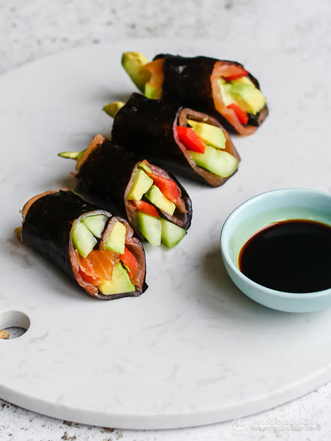 Keto Smoked Salmon & Avocado Sushi Rolls (low-carb, grain-free, paleo) Keto Smoked Salmon & Avocado Sushi Rolls
