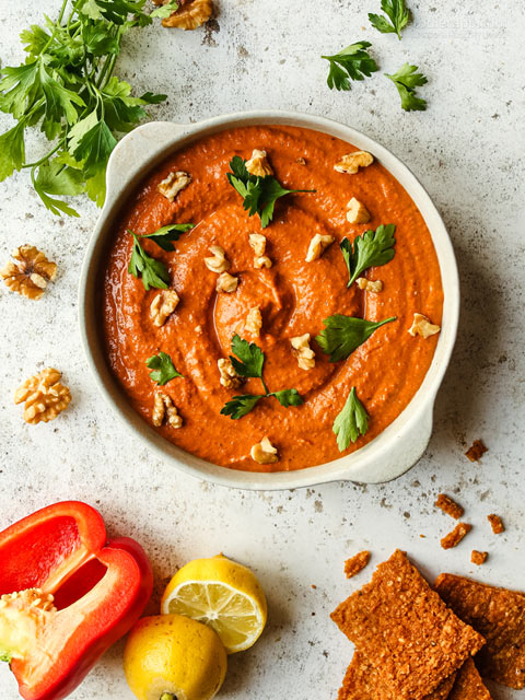Muhammara - How to Make Roasted Red Pepper Dip (low-carb, keto, vegan) Muhammara - How to Make Roasted Red Pepper Dip