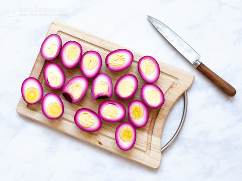 Pink Pickled Deviled Eggs (keto, low-carb, paleo) Pink Pickled Deviled Eggs