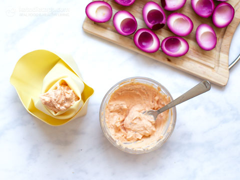 Pink Pickled Deviled Eggs (keto, low-carb, paleo) Pink Pickled Deviled Eggs