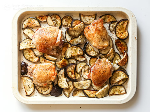 Tahini Chicken Eggplant Tray Bake (keto, low-carb, grain-free) Tahini Chicken Eggplant Tray Bake